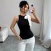 Elegant Women's Sleeveless Bow Tie Blouse Stretchy Short Top Chic Office Wear Summer Fashion Comfortable Stretch Fabric_ecoleips.com