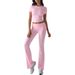 Women's Clothing Spring And Summer Foreign Trade Casual Solid Color Slim Short Sleeved Long Pants Suit_ecoleips.com