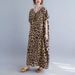 Vintage Inspired V-Neck A-Line Dress, Summer Polyester Flowy Midi Dress With Leopard Print, Casual Elegant Swing Dress For Women_ecoleips.com