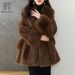 Luxury Mink Fur Coat For Women - Fox Fur Collar, Slim Fit, Elegant Winter Outerwear With Belt, Black/Brown/White_ecoleips.com