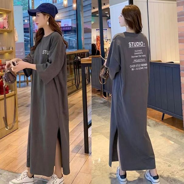 Summer Style Long Loose Fitting Over The Knee Short Sleeve Dress For Plus Size Women Up To 200 Pounds_ecoleips.com