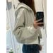Gray Short Long Sleeve Sweatshirt Jacket For Women, New Spring And Autumn Niche Hooded Zipper Cardigan Top_ecoleips.com