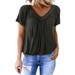 Personalized V Neck Raglan Sleeve T-Shirt Gathered Casual Everyday Home Top For Women New Style_ecoleips.com