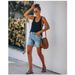 Casual Denim Shorts Women's Cross-Border New Style Independent Station Hole Ripped Five-Point Jeans Short Pants Mid Waist Straig_ecoleips.com