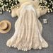 Women's Clothing High Waisted Slimming A-Line Midi Skirt For Women Heavy Duty Hollowed Out Knit Crochet With Tassel Splicing Summer Skirt_ecoleips.com