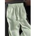 Mint Green Women's Linen Shirt Set High End Light Luxury Two Piece Summer Outfit Includes Trousers_ecoleips.com