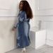 Women's Clothing Denim Jacket Autumn And Winter Street Fashion Cross Embroidered Long Windbreaker_ecoleips.com