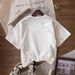 Women's Casual Round Neck Short Sleeve T-Shirt Multi-Color American Style Simple Fashionable Sports Top Solid Printed Loose Fit_ecoleips.com