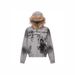 Vintage Distressed Hoodie With Faux Fur Trim – Unisex Streetwear Pullover, Oversized Fit, Letter Print, Retro Style (Black/Grey)_ecoleips.com