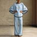 Women's Clothing Elegant Two Piece Set Round Neck Batwing Sleeve Cotton Linen New Style_ecoleips.com