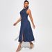 K Women's Open Cut Sleeveless Waist Cinched New Denim Dress_ecoleips.com