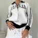 Women's Clothing Autumn And Winter Unisex Embroidered Letter Print Zip-Up Hoodie - Stylish Striped Streetwear For Fall & Winter (White, S/M/L/XL)_ecoleips.com