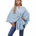 Women's Clothing V Neck Shawl Cape Coat Loose Fit Autumn Winter Outerwear Stylish_ecoleips.com