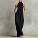 Women's Mock Neck Sleeveless Solid Color Maxi Dress – Elegant Minimalist Resort Gown 2026_ecoleips.com