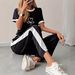Casual Printed Short Sleeve Top & Wide Leg Pants Set – Breathable Loungewear (Black/White, S-XL)_ecoleips.com