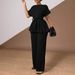 Women's Clothing Women's Clothing Summer Solid Color Tops High Waist Wide Leg Pants Fashion Casual Suits Women_ecoleips.com