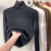 Women's High Neck Fleece Sweater - Winter Warm Tops, Thickened All-in-One Thermal Shirt For Autumn & Winter (Plum/Black/Dark Blue)_ecoleips.com