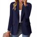 Women's Long Sleeve Solid Color Blazer Cardigan V-Neck Office Casual Lightweight Jacket Fashion Trends_ecoleips.com
