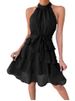 Summer New Women's Dress Fashion O Neck Sexy Sleeveless Solid Elegant Ruffles Holiday Party Casual Dresses For Women Robe Femme_ecoleips.com