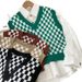 Women's Clothing Women's Checkered Knit Vest Layered Loose Fit Crewneck Spring Top_ecoleips.com