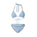 Women's Clothing Sexy Denim Print Bikini Triangle Two Piece Swimsuit Set American Style New_ecoleips.com