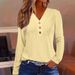 Women's Fashion Cut-Out V-Neck Long-Sleeved Button-Down T-Shirt_ecoleips.com