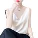 Summer New V-neck Satin Texture Jacquard Camisole Women, Suitable For Pairing Blazer, With A Beautiful Back Design, Thin_ecoleips.com