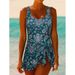 Women's Clothing Conservative Tummy Concealing One Piece Swimsuit Skirt Style Print Beach Bikini_ecoleips.com