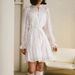 Talenza Print Chiffon Dress Women's Ruffled Neckline Lace Up Puff Sleeve See Through Dress 2025 Female Elegant Retro Loose Dress_ecoleips.com