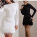 Women's Clothing Sexy Dress Long Sleeve Solid Color Sequin Feather Dress Round Neck Female_ecoleips.com