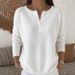 Women's Knitted V Neck Sweater Button Detail Solid Color Autumn Winter Fashion For Christmas_ecoleips.com