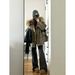 girl Large Fur Collar Hooded Workwear Parka Down Coon Women Winer 2025 New Fashion Army Green Thickened Cross-Border_ecoleips.com