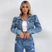 K Women's Fashion Collar Denim New Jacket_ecoleips.com