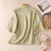 New Chinese Style Improved Embroidered Pullover Small Shirt For Women, Summer Thin Stand Collar Frog Button Cotton-Linen_ecoleips.com