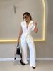 Women's Clothing New Fashion Lace Up Waist Short Sleeved Shirt High Waist Casual Pants Two Piece Suit_ecoleips.com