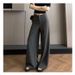 Classic Vintage Style Wide-Leg Trousers For Men & Women – High Waist Loose Fit Casual Pants With Stretch, Polyester Blend, Black/Khaki/Gray_ecoleips.com