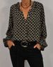 New Women's Spring V-Neck Long Sleeve Stylish Elegant Printed T-Shirt Shirt_ecoleips.com