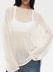 K New Hollowed Out Knitted Top For Women's Loose Mesh Sexy Round Neck See Through Thin Sweater_ecoleips.com