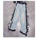Women's Clothing Spring New Style Red Stitching Letter Print Elastic Drawstring Trousers Trousers Trendy_ecoleips.com