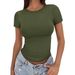 2026 European And American New T-Shirt Slim Fit Round Neck Tight Sexy Summer Top Women's Clothing_ecoleips.com