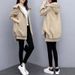 Women's Trench Coat Long Sleeve Casual Hooded Jacket Loose Fit Lightweight Windbreaker (Black, Khaki, Light Green, Beige)_ecoleips.com