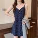 French Style Chic V-Neck Floral Strap Dress For Women With Pear-Shaped Body, 2025 Summer New Age-Reducing Fashion_ecoleips.com