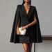 2026 European And American Cross-Border Autumn Commuting Double-Breasted Shawl Cape Solid Color Blazer Dress_ecoleips.com