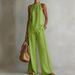 Women's Clothing Retro Two Piece Set Lace Sleeveless Top And Wide Leg Pants Hollow Out Comfortable_ecoleips.com