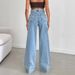 Cross-Border European And American Trade New Women's Jeans High Waist Loose Retro Floor-Length Wide Leg Pants_ecoleips.com