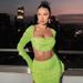 Knitted Beaded Square Neck Long Sleeve And Short Set Spring Women's Fashion Sexy Crop Top Skirt_ecoleips.com