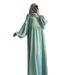 Verve Women's Clothing Dubai Turkey Solid Color Pleated Loose Dress With Headscarf Two-layer Hijab P333_ecoleips.com