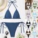 Women's Clothing Women's Style Solid Color Two Piece Swimsuit Sexy Push-Up Deep V Bikini Tight Fitting High End_ecoleips.com