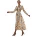 Retro Casual Women's V Neck Long Sleeve Dress Printed Thin Lanon Fabric For Summer Fashionable England Style_ecoleips.com