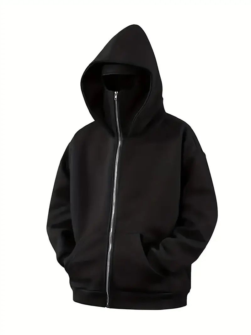 Women's Double Hooded Zip Up Cardigan Sweatshirt Windproof High Street Jacket Couple Style American Streetwear Brand 9008_ecoleips.com